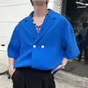 Fornecimento Direto da Fábrica Camisa de Alta Qualidade com Gola Social Solta Moderna Nova Camisa de Manga Curta com Gola V Waffle Tridimensional para Homens