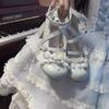 Sapatos de Couro Pequenos Fofos Versáteis com Laço Salto Alto Bico Redondo Ballet Sapatos de Couro Pequenos Lolita Sapatos de Couro Mary Jane Princesa Jk