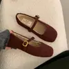 Estilo Coreano Suela Suave Cómodos Zapatos Mary Jane de Lana Individuales Zapatos de Mujer Zapatos Birkenstock 2026 Otoño/Invierno Nuevos Zapatos Peludos Zapatos de Algodón