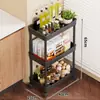 Estante de almacenamiento de huecos de cocina multicapa, carrito para huecos estrechos, solución de almacenamiento ultranarrow para el lateral del refrigerador, estante móvil de pie