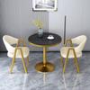 Mesa de Negociação Nórdica Mesa de Recepção para Loja de Chá com Leite Lazer Mesa Redonda Pequena para Apartamento Pequeno Doméstico Varanda Combinação de Mesa e Cadeira com Tampo Imitando Rocha