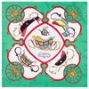 Bufanda cuadrada pequeña profesional de 60 cm x 60 cm con diseño de flores de carruaje de seda de imitación para mujer coreana
