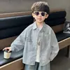 Camisa Masculina Primavera e Outono 2026 Novo Estilo Infantil Versão Coreana Estilosa Fina Jaqueta de Manga Longa Outono Top Casual