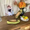 Zapatos de Resorte y Otoño Estilo Coreano Nicho de Lino Estilo Miu Zapatos Individuales con Lazo, Punta Cuadrada, Planos Estilo Ballet Zapatos de Abuela Inspirados en Chanel