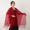 Chal de Color Sólido con Encaje Hueco y Borlas Verano Nuevo para Mujer Largo Versátil Protector Solar para la Playa Habitación con Aire Acondicionado Chal de Jacquard