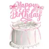 Nuevos Suministros de Decoración para Fiesta de Cumpleaños con Lazo Inserto para Pastel de Cumpleaños Lazo Negro Rosa Inserto para Pastel