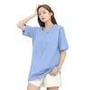 Una generación de nuevas mujeres de algodón color liso con copa integrada cuello redondo suelto manga corta jersey casual para casa camisa base