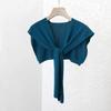 Otoño 2023 nuevo chal de hombro anudado sin mangas chaleco cuello falso chaleco exterior de lana tejido estilo coreano top para mujer