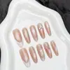 Pata de Gato Francesa Ojo de Gato Uñas Portátiles Pegatinas para Uñas Artísticas Esmalte de Uñas Gel Pintado en Spray Puntas de Uñas Pre-hechas con Cuentas de Vidrio Venta al por Mayor de Uñas Artísticas
