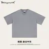 Street Madness Ropa Urbana Estilo Americano Nicho Estilo Oscuro Camiseta Holgada Camisa de Manga Corta para Hombre Lavada con Efecto Desgastado Hombros Caídos