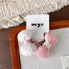 Pinza para el Cabello de Algodón Relleno 3D Estilo Coreano con Lazo para Niños, Pinza para Flequillo con Forma de Corazón Rosa Dulce y Linda, Goma para el Cabello