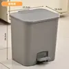 Cubo de basura de pedal y presión manual, doble uso, para el hogar, baño, gran capacidad, tapa abatible, cocina, inodoro, sala de estar, con tapa, papelera