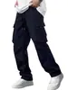 2026 Nuevos Pantalones Casuales de Exterior para Hombre, Color Sólido, Cordón Deportivo, Bolsillos Múltiples, Pantalones Largos de Trabajo, En Stock