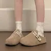 Meia-sapatilha Feminina 2026 Primavera e Outono Novo Estilo Confortável Versátil Slip-On Bico Fechado com Salto Escondido e Fivela