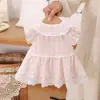 Mono de Encaje Delgado de Manga Acampanada de Verano Vestido de Princesa para Bebés y Niñas Pequeñas, Atuendo para Celebración de Luna Llena y Cien Días