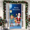 Cubierta de Puerta de Tela Elástica Cubierta de Puerta de Navidad Alegre Transfronteriza Tapiz Fondo de Tela de Regalo de Papá Noel para Fiesta Festiva