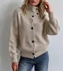 Ropa Nueva de Punto para Mujer Otoño e Invierno Cárdigan Cuello en V Manga Larga Abrigo Suéter Estilo Perezoso Holgado Top Versátil