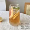 Vaso Rayado Simple de Vidrio de Borosilicato para Bebidas Frías, Taza Grande para Leche y Desayuno, Vaso de Vidrio Transparente de Una Sola Capa para Jugo y Agua