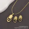 Set de Pendientes con Colgante de Piedra Ojo de Gato para Mujer, Dorado Redondo Oro Rosa Incrustado con Pedrería Exquisito Conjunto Pequeño