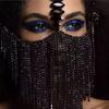 Europeu e Americano retro borla Máscara Halloween Masquerade moda strass cortina de rosto acessórios para o cabelo cocar Máscara