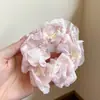 Scrunchie lenço quadrado estilo pastoral francês para meninas e crianças, elástico de cabelo doce com laço para coques, acessório de cabelo