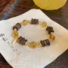 Pulsera de Cristal Natural, Madera de Agar, Cristal Torre Amarilla, Cristal Blanco, Forma Aleatoria, Atrae Riqueza, Nuevo Estilo Chino, Pulsera de Alta Gama