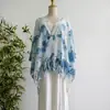Capa de Punto Tie-Dye Étnica para Vacaciones, Capa Fina con Borlas para Mujer, Cárdigan, Chal Calado Estilo Primavera y Otoño, Blusa, Ropa Exterior