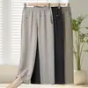 Calça Cropped de Cintura Alta de Verão da Mamãe, Calça Casual de Corte Reto para Mulheres de Meia-Idade e Idosas, Tecido Fino para o Verão, Calça Casual de Pernas Retas da Vovó
