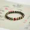 Pulsera de Sándalo Verde y Ágata Roja, Cuentas Budistas de Madera, Sándalo para Meditación, Artículo Cultural de Nicho, Pulsera Unisex