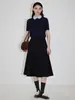 Falda Negra Súper Elegante Estilo Universitario Reductora de Edad, Falda de Línea A para Principios de Primavera, Falda Versátil Casual de Cintura Alta Adelgazante para Mujer