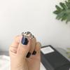 Anillo abierto geométrico con incrustaciones de diamantes en plata tailandesa, estilo japonés y coreano, de plata esterlina S925, con personalidad simple y retro.