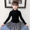 Suéter de niña, camisa de base gruesa, otoño e invierno, nuevo, suave, encerado, para niños, todo a juego, suéter de cuello alto medio para niñas.