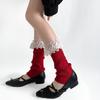 Nuevos Cubrepiernas de Encaje Dulce de Otoño e Invierno con Rayas Verticales Adelgazantes Calcetines de Pantorrilla Coloridos Dopamina Calcetines Versátiles para Mujer