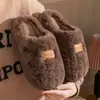 Nuevas Pantuflas de Algodón para Mujer Invierno Interior Hogar Antideslizantes Pareja Suela Gruesa Cálidas Piso Pantuflas de Piel Dropshipping