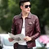 Chaqueta de Cuero PU con Forro de Felpa para Primavera y Otoño para Hombre, Corte Delgado, Estilo Coreano, Chaqueta de Cuero PU Madura, Casual y Versátil
