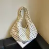 Bolsa tote de poá, estilo despojado, de grande capacidade, para mulheres, perfeita para o outono, com design retrô em veludo cotelê, versátil e estilosa, podendo ser carregada como bolsa de ombro ou sacola de braço.