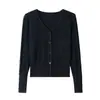 Cárdigan de punto con cuello en V para mujer, nuevo abrigo suéter de manga larga ajustado para primavera y otoño, top simple y versátil
