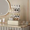 Nova caixa de armazenamento de cosméticos com toque de luxo, prateleira de gaveta de camada dupla para uso doméstico, suporte de armazenamento de skincare para penteadeira