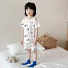 Pijama para Niños Niños Traje Delgado de Manga Corta Niñas Ropa de Casa para Aire Acondicionado Seda de Hielo Transpirable Clase A 0-10 Años Bebé