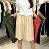 Fornecimento Exclusivo Transfronteiriço de Shorts de Algodão e Linho para Mulheres, Calças Casuais Largas de Cintura Alta Soltas de Verão, Calças de Linho Retas de Cinco Pontos para Mulheres