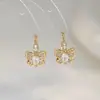 Brincos de Borboleta Coreanos Banhados a Cobre Ouro Real Microcravejados com Zircônia Design de Nicho Estilo Exquisito e Elegante Brincos e Tarraxas Atacado