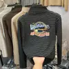 Camada Interna Listrada da Moda para Meninas com Camisa Térmica de Base, Nova Camiseta Versátil de Manga Longa Quente para Outono e Inverno