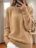 Comércio Exterior Roupas Femininas 2026 Outono e Inverno Novo Estilo Suéter de Tricô de Cor Sólida com Gola Alta Suéter Pulôver Multicor para Mulheres