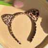 Joyería Haiyue nueva diadema de orejas de gato lindas con estampado de leopardo súper linda dulce para lavar la cara horquilla vendiendo diadema linda tocado