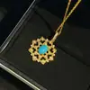Colar de Prata Esterlina S925 Estilo Palácio de Nicho Floco de Neve Vazado Turquesa Corrente para Clavícula Versátil Luxo Acessível Retrô de Alta Qualidade
