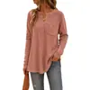 Top de manga larga liso con bolsillo tipo gofre y botones de Anno, desarrollo propio para moda femenina europea y americana 2026, tienda independiente de Amazon