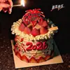 2026 Feliz Ano Novo Decoração de Bolo Fogos de Artifício Acrílico Véspera de Ano Novo Festival da Primavera Decoração de Mesa de Sobremesa Toppers Inserções
