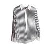 Bc Listras Pretas e Brancas Camisa Estampada Feminina de Manga Comprida Nova Camisa de Qualidade Estilo Estação Europeia Camisa Solta Listrada