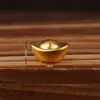 Ornamento de lingote de ouro pequeno brilhante de liga de imitação sólida, presente estilo chinês, lingote de ouro