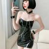 Novo sexy lingerie couro envernizado apertado jogo de encadernação de couro role-playing uniforme sexy uma geração de cabelo
